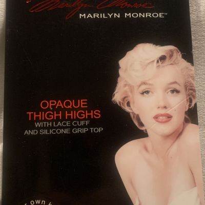 NEW Marilyn Monroe Black Opaque Thigh Highs Lace Cuff/silicone Grip One Size