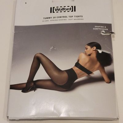 Wolford tummy 20 control top tights 18517 black small new in box