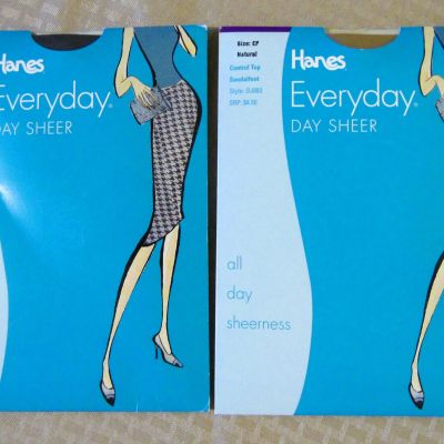 Two Unopened Pair of Vintage Hanes Everyday Day Sheer Pantyhose - Control Top