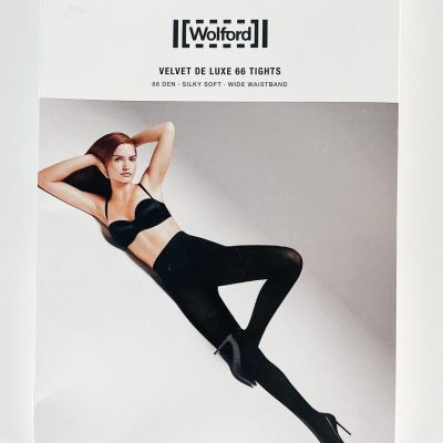 NWT! $55 Wolford Velvet De Luxe 66 Silky Anthracite Tights sz S Small 14775