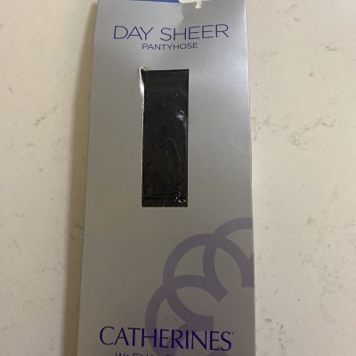 Catherines Day Sheer Ribbed Panty Pantyhose, Black Multi Size E
