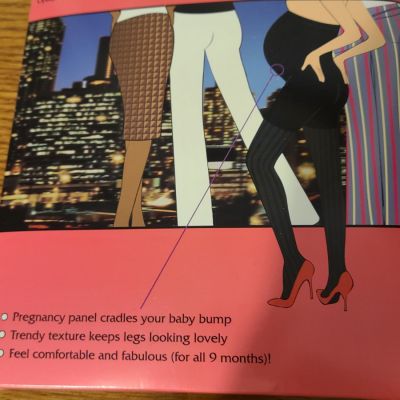Marvelous Mama Assets Spanx Black Opaque Stripe Taming Maternity Tights Size 3