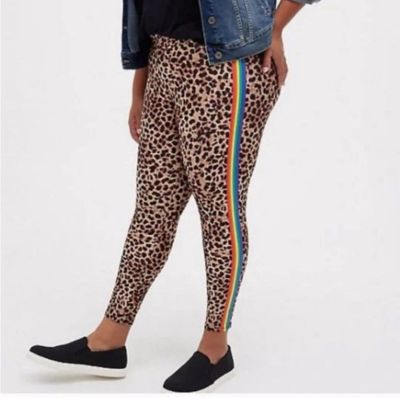 Torrid- Leopard Print with Rainbow Side Stripe Cropped Legging/Pant- Size 3X