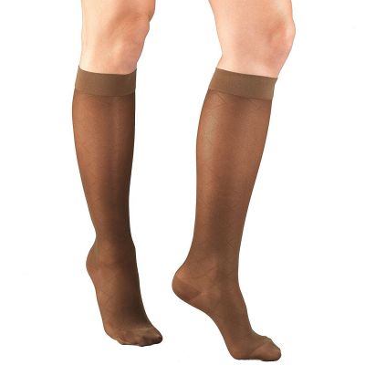 Truform Women's Stockings Knee High Sheer Diamond Pattern: 15-20 mmHg S ESPRESSO