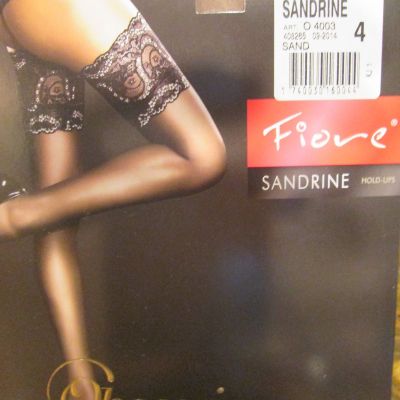 FIORE SANDRINE STAY UP THIGH HIGH STOCKINGS FINE EUROPEAN  3 SIZES COLOR SAND