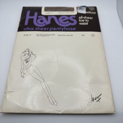 Vintage Hanes Ultra Sheer Pantyhose Size C Sandalfoot (New And Sealed)