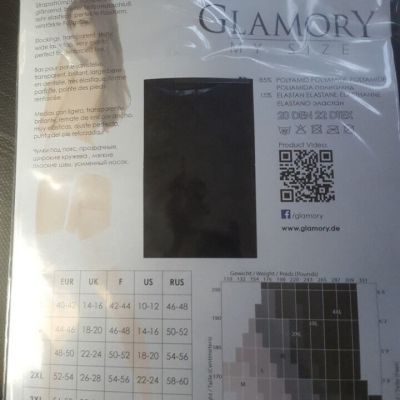 Glamory Dream 20 dn RHT stockings, Size 3XL (56-58), White w/ Black seam, New