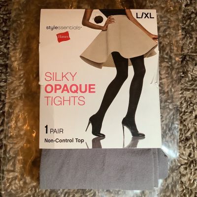 Hanes style essentials opaque tights, color mineral stone grey, size: L/XL