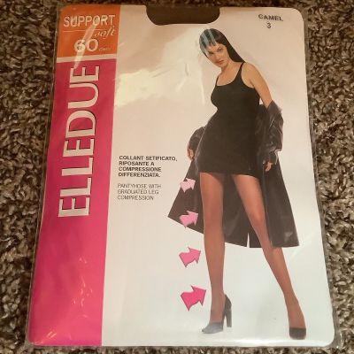 Elledue graduated leg compression tights, 60 denier, color camel, size: L