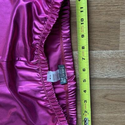womens metallic leggings Pants Small Wet Look Faux Leather Pink Jeggings Costume