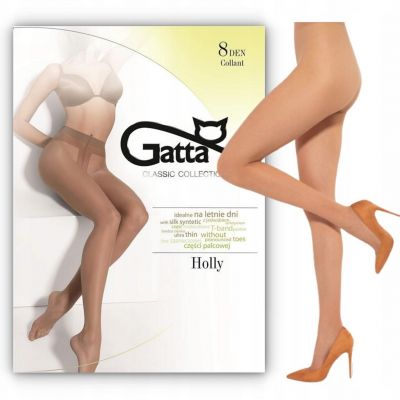 GATTA Holly Tights 8 Denier Ultra Thin T-band Panties Satin High Waist 3 M Golde