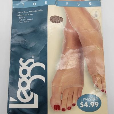 Leggs Control Top TOELESS Pantyhose Size Q Color is Natural NEW