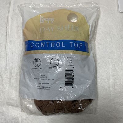 L'EGGS Day Sheer Control Top Pantyhose SUNTAN Size B 4 Pair Package