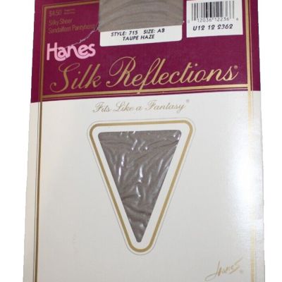 Hanes Silk Reflections Pantyhose Silky Sheer Taupe Haze AB Sandalfoot 715