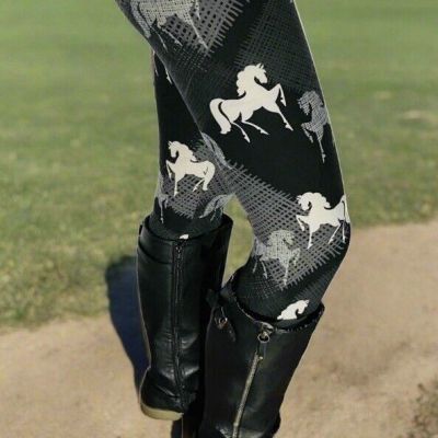 NEW Sz 12-20 Women Farm Horse Western Leggings YOGA WAIST (Feel Soft as Lularoe)