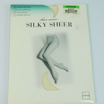 Vintage JC Penney Silky Sheer Pantyhose Sheer Caress Bone 81 Average BRAND NEW!