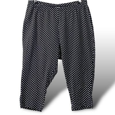 Woman Within Capri Leggings Womans Sz 1X Black & White Polka Dot Cotton Pants