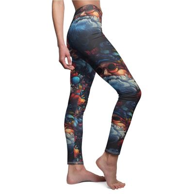 Womens Skinny Casual Leggings Psychedelic Santa Claus Christmas Party Trippy