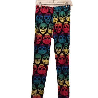 Eevee Black Multicolored Skulls Leggings Women's Plus Size XL