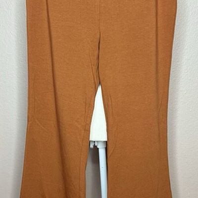 ZENANA Cotton Spandex Fold Over Yoga Flare Pants Pull on Leggings Plus Size 1X