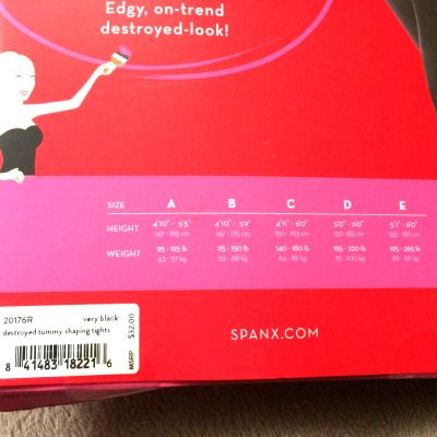 Spanx size D Very Black  Destroyed Tights Style 20176R NWT