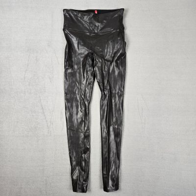 Spanx Pants Womens Small Black Faux Leather Moto Leggings