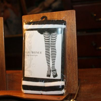 New Leg Avenue Opaque Striped Tights One Size 90-160lbs Black White