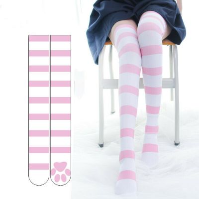 US Women Gothic Striped High Stockings Lolita Thigh Highs Cosplay High Socks 26'