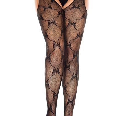 Plus Size Bow LAce Suspender Pantyhose Tights