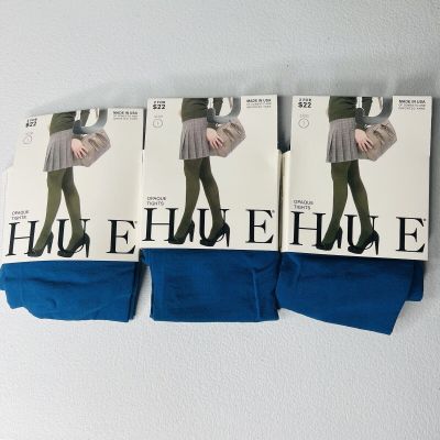 NWT Hue Womens Opaque Tights 3 Pair Pack Size 1 Imperial Blue New
