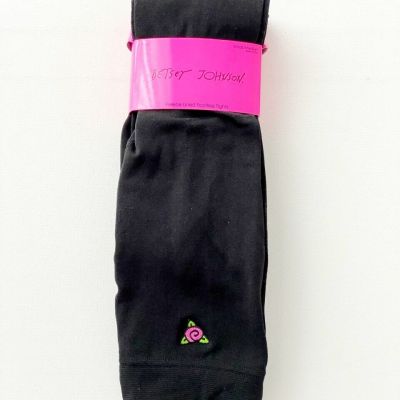 BETSEY JOHNSON Fleece Lined Footless Tights Black S/M