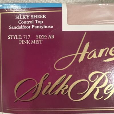 VTG Hanes Silk Reflections Sandalfoot Silky Control Top AB Pink Mist 717 NEW
