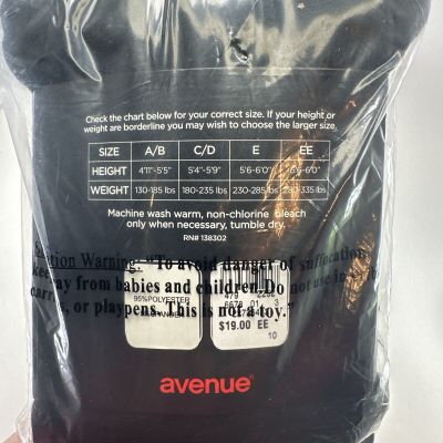 Avenue Fleece Lined Tights Black Size EE 5’6 - 6’0 280 - 335 lbs New W Tags Flex