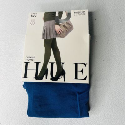 NWT Hue Womens Opaque Tights 1 Pair Pack Size 1 Imperial Blue New
