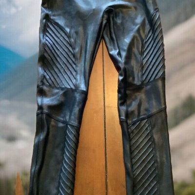 Spanxs size medium black faux leather Moto leggings