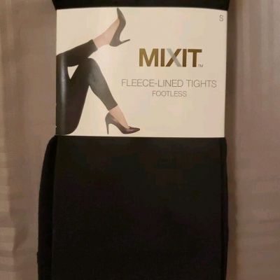 MIXIT Women's Black Small Fleece-Lined Seamless Footless Tights New with Tag
