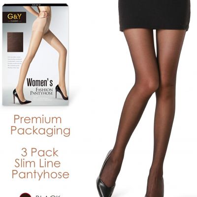 3 Pairs Women'S Sheer Tights - 20D Control Top Pantyhose with Reinforced Toes