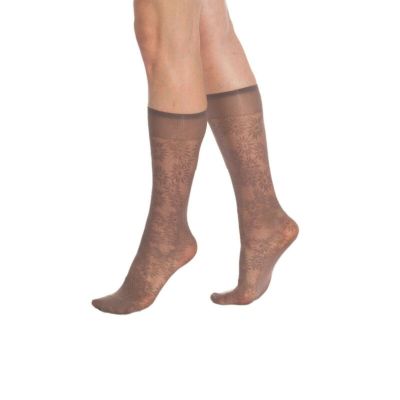 Sheer Knee High Socks for Women 8 Pairs Flower Patterned Stockings