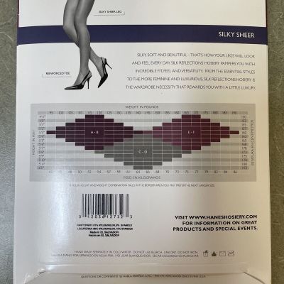 Hanes Silk Reflections Reinforced Toe Pantyhose Style 716 Sz EF Little Color