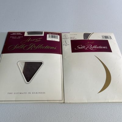 Hanes Silk Reflections Pantyhose Size EF, Lot Of 2, Vintage 1995