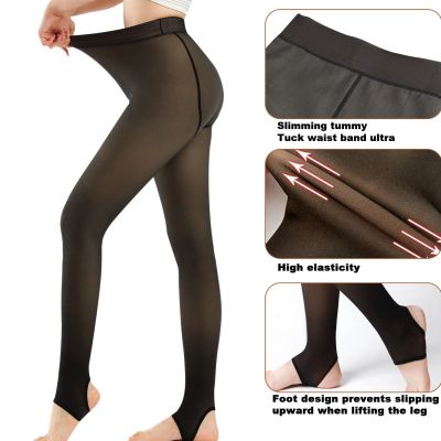 Women Thick Warm Winter Double Lined Stretch Thermal Fleece Tights Pantyhose USA