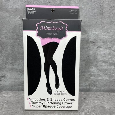 Miracle Suit Shaper Opaque Footed Black Tights Womens Size X-Large Slimming