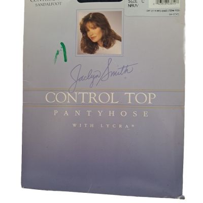 Jaclyn Smith Control Top Pantyhose Size C Silky Sheer Sandalfoot  Color Navy
