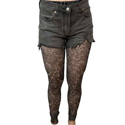 Free People Tights Patterned Leopard Print Animal Cheetah Sheer Extra Small New