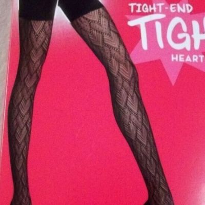 Spanx Sz D Black High Waisted Tight-End Tights Heart to Heart semi-sheer shaping