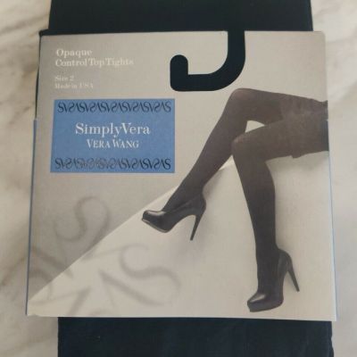 Simply Vera - Vera Wang - Opaque Control Top Tights Size 2 Made In USA