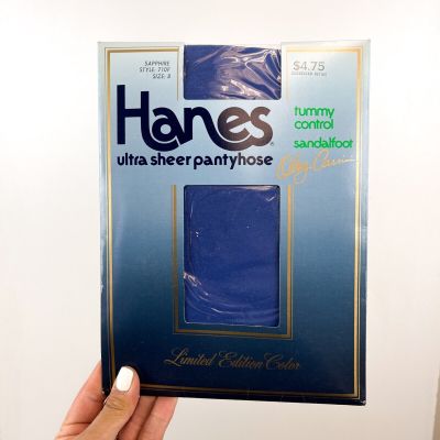 Vintage Hanes Oleg Cassini Ultra Sheer Pantyhose - Sapphire Blue - Size B