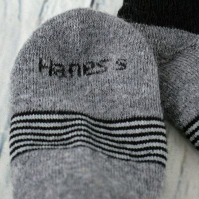 1-Pair Hanes Baby Boy Ankle Socks Size 6-18M Gray Black Stripe Legwear
