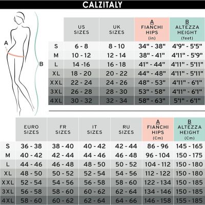 CALZITALY Opaque Shaping Tights | S, M, L, XL, XXL | Black | 100 DEN | Made in I