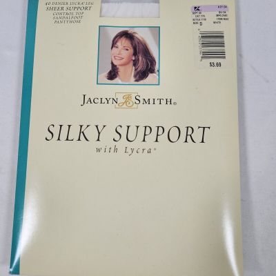 Jaclyn Smith Silky Support Lycra Leg Pantyhose Size D White Vintage K-Mart